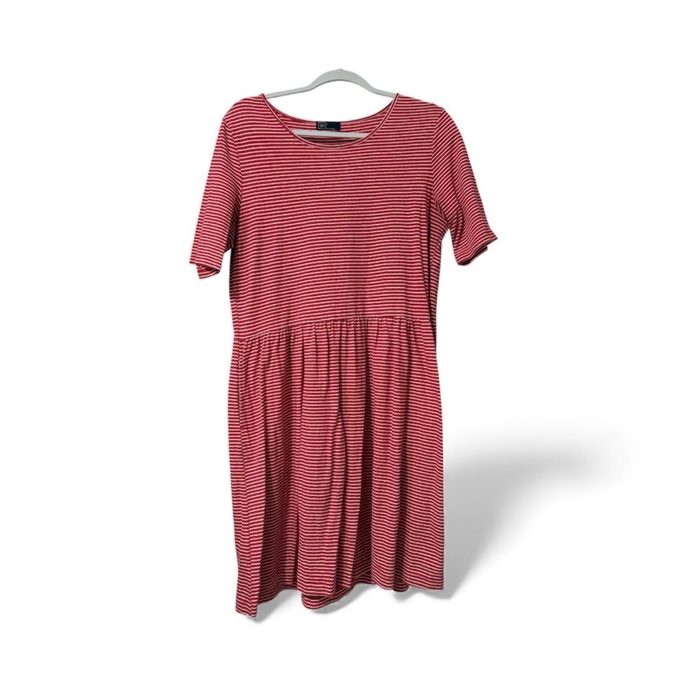 Gap Women’s Red Striped Drop Waist Short Sleeve Casual Dress Size L